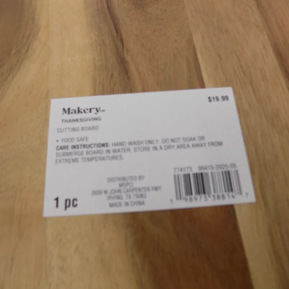Pumpkin Shaped Wooden Cutting Board Makery Thanksgiving Halloween Food Safe New